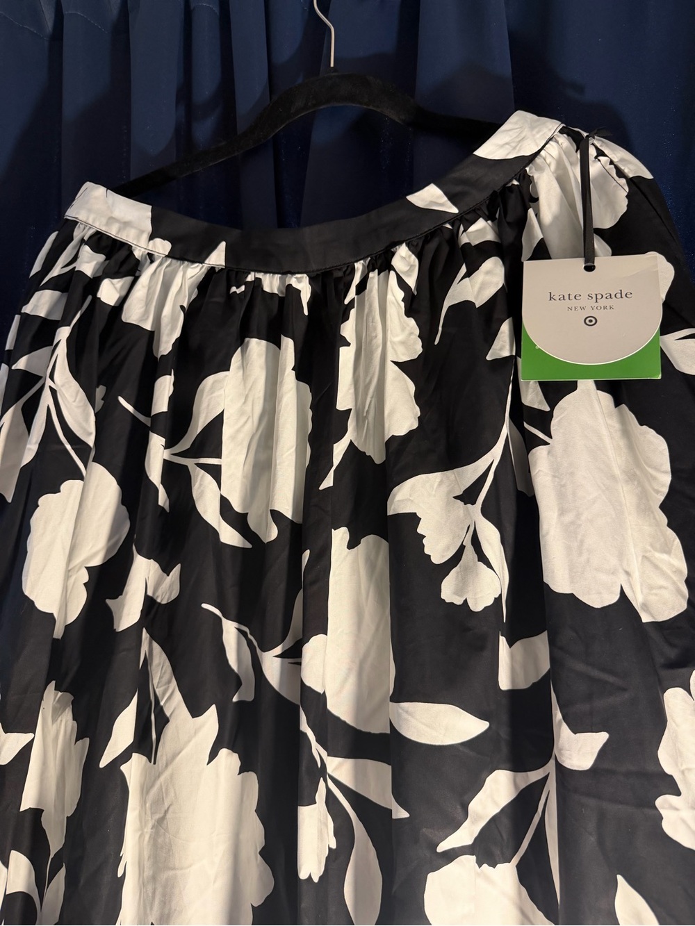 kate spade Black and White Floral A-Line Skirt
